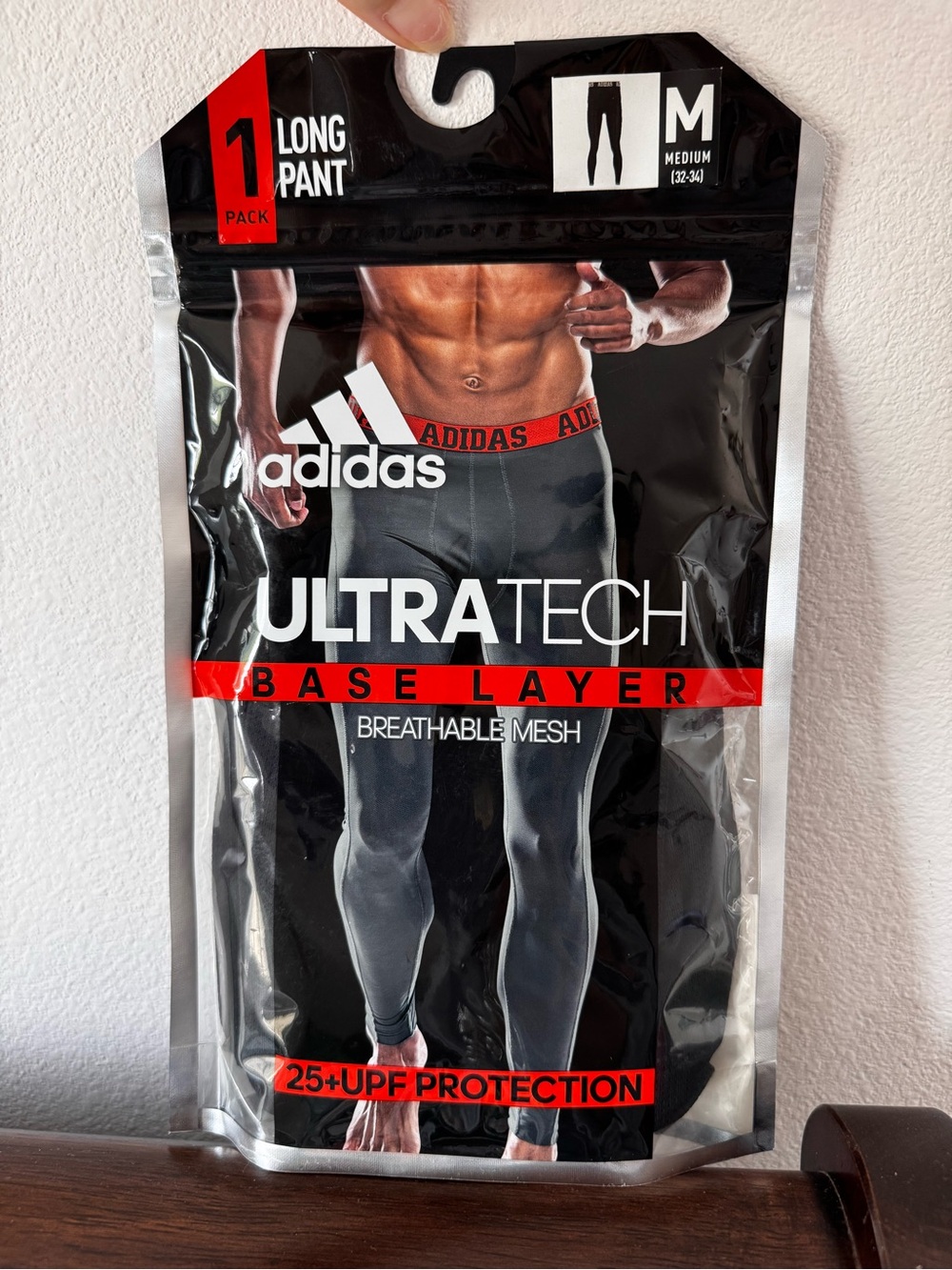 adidas UltraTech Base Layer Long Pants - Black with Red Waistband
